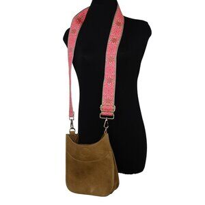 Ahdorned Brown Vegan Faux Leather Messenger Crossbody Bag Tapestry Style  Strap